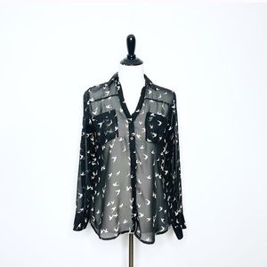 Express Original Fit Portofino Shirt Sheer Bird